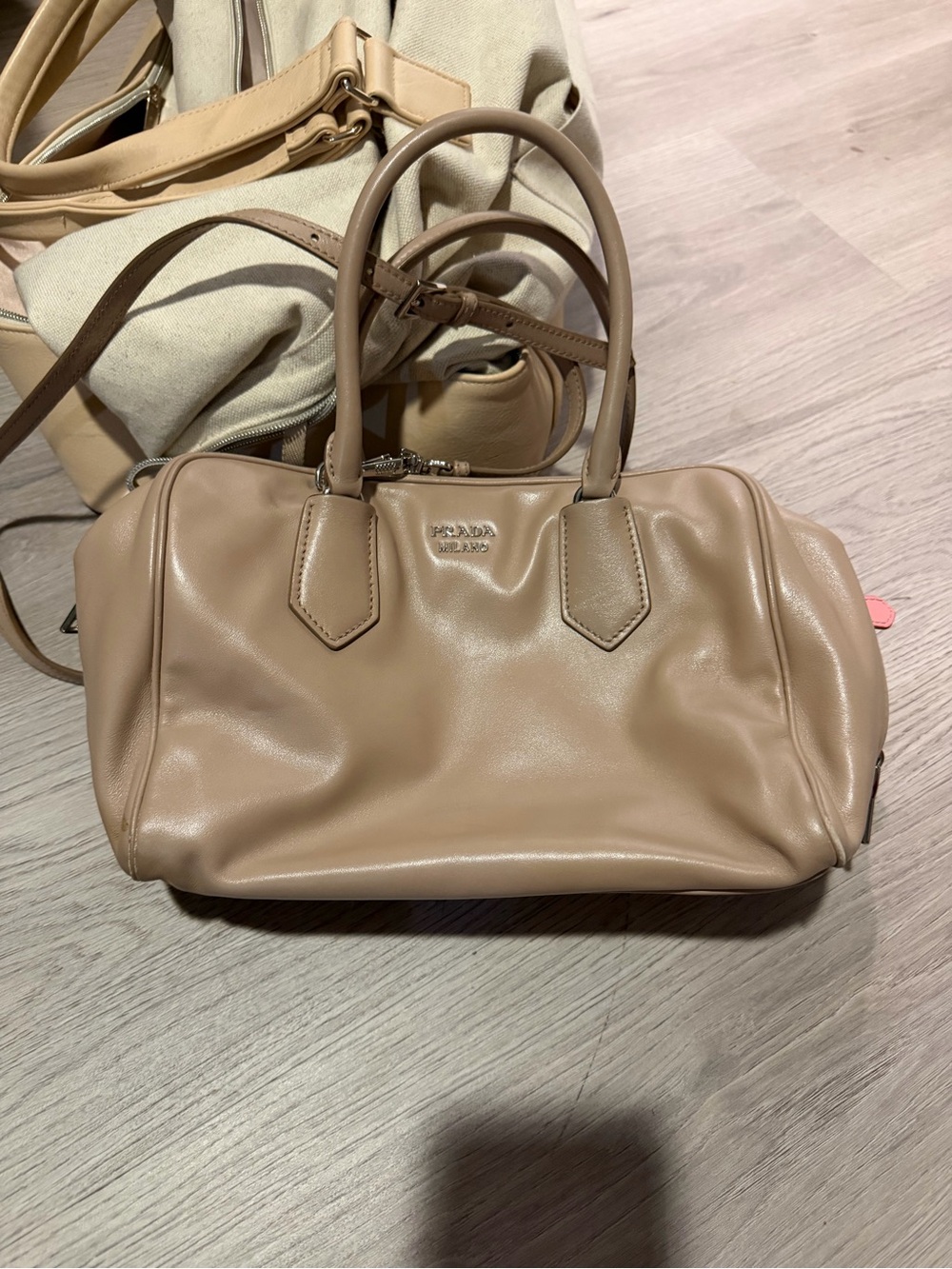 Prada Beige/Tan Leather Top-Handle Satchel